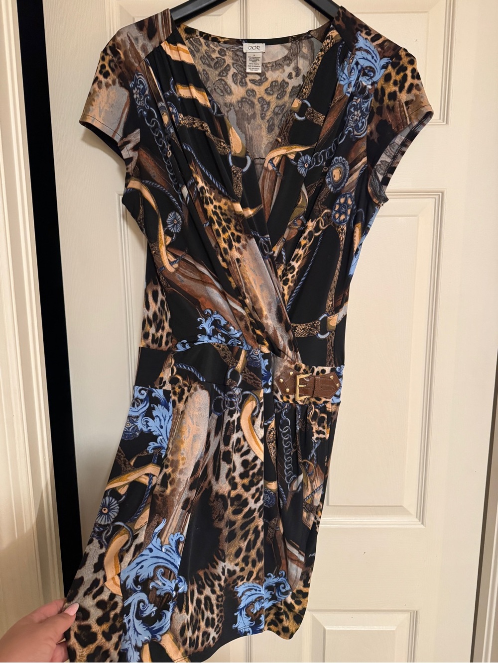 Cache Animal Print Multi-Print Belted Dress, Perfect Condition